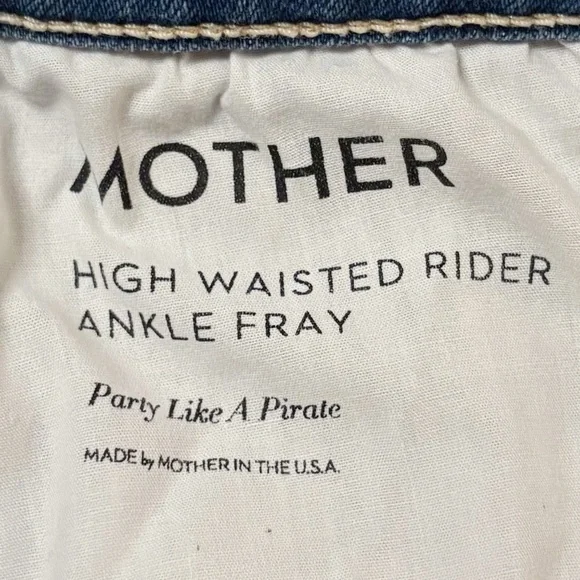 Mother High Waisted Rider Ankle Fray Straight Leg‎ Jeans in Party Like A Pirate